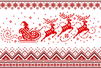 Vector pattern, cross stitch, seamless knitting for winter holidays, Christmas and New Year backgrounds.
