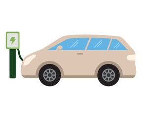 electric car with charging cable