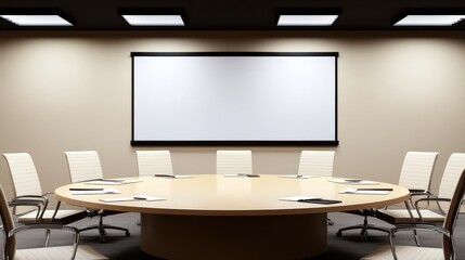 Professional Conference Room with Modern Flat-Screen Monitor
