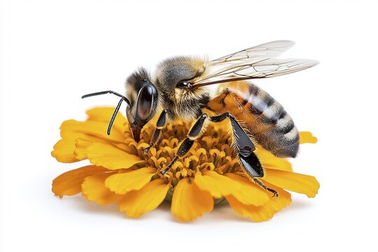 Honeybee on Orange Flower Macro | Macro photography - Powered by Adobe