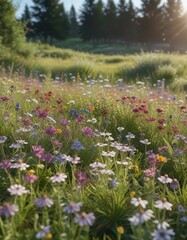 A meadow filled with wildflowers and a gentle breeze, breeze, natural