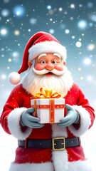 Present in hand of Santa Claus on Christmas Eve.