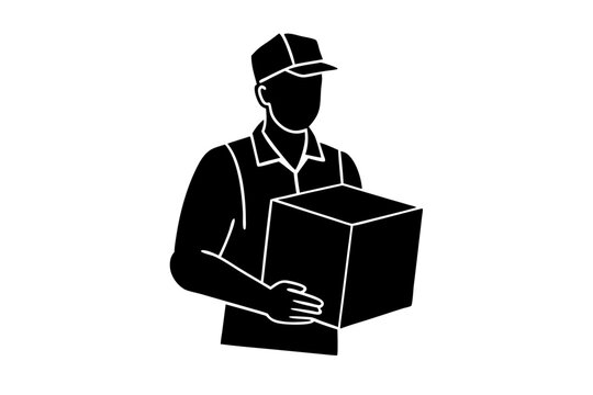 recommend clip art: silhouette of delivery man. vector illustration.