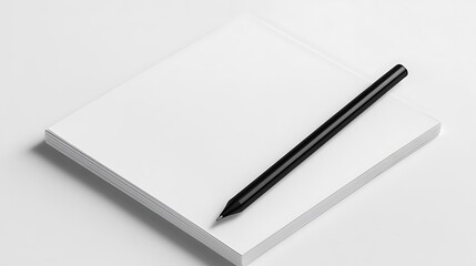A blank notepad with a black pen placed on top, ready for notes or sketches.