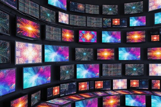 Kaleidoscope of Colorful Digital Visuals in a Network of Televisions