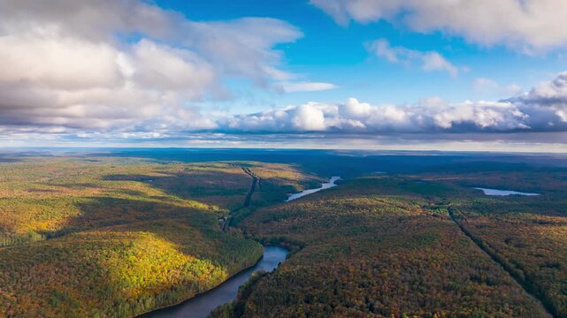 Aerial Hyperlapse over river in Catskills
