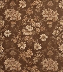 Classic floral pattern on textured brown and tan wallpaper with a vintage feel and ornate details, tan, textured wallpaper
