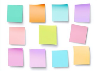 Fototapeta premium Colorful blank sticky notes isolated on white background.