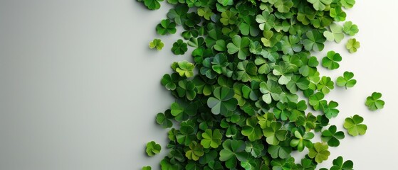 Clover Field Celebration, vibrant green clover field design for St. Patrick's Day, isolated on a crisp white background, perfect for festive decorations and themed projects