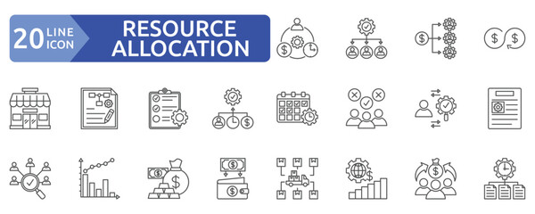 Resource allocation icon set