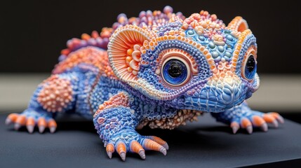 Obraz premium Fantasy Hedgehogator 3D Rendered Creature Blue Iguana Dragon Hybrid