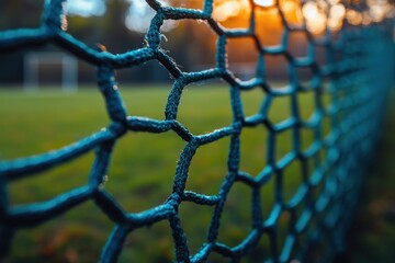 Soccer Goal Net Close Up Minimalist Grass Background