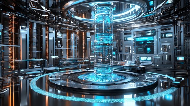 Futuristic quantum computing laboratory