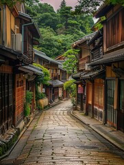 Fototapeta premium Natural views of Japanese cities with beautiful building structures and nature ai generated