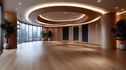 Contemporary meeting space design urban high-rise interior architecture modern environment panoramic view aesthetic concept