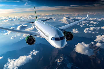 Fototapeta premium Photo Sustainable Aviation Fuel Concept: Green Energy for Eco-Friendly Flights Using Biofuel 