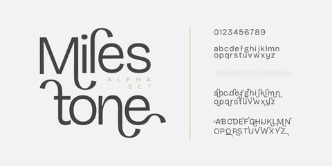 Milestone typography beauty fashion elegant minimalist serif italic fonts decorative wedding vintage retro logos. Minimal luxury font alphabet logo. Vector illustration