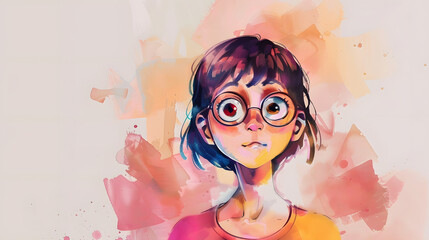 Watercolor Painting Cartoon Drawings of Teenagers