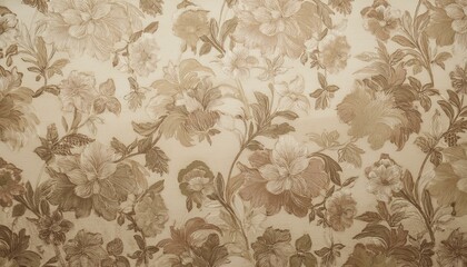 Obraz premium 빈티지 패턴 벽지 올드한 감성이 느껴지는 세피아 톤의 꽃무늬 패턴 벽지