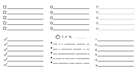 Set blank To do check list page doodle  memo  reminder  note  planner  sheet