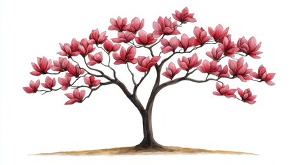 Blooming Magnolia Tree Watercolor Painting | Minimalist botanical i...
