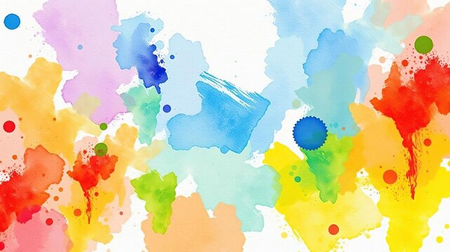 Watercolor rainbow painting with splattered brushstrokes and texture effects, hand crafted, artistic technique