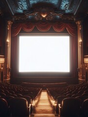 Fototapeta premium Elegant Grand Theater Interior with Massive Screen and Plush Seating