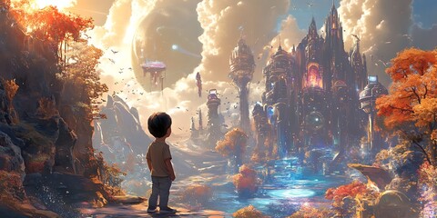 Child Looking at a City.