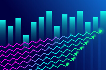 financial business graph with arrows growth 