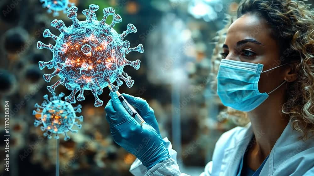Aufkleber scientist analyzing viral structure in high detail using advanced technology and 4k resolution