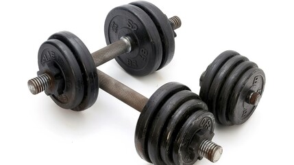 Barbell Isolated on White Background, Standing Alone as a Symbol of Strength and Fitness, Ready for Use.