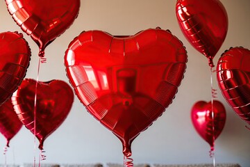 Red Heart Balloon Glowing in Cozy Atmosphere Perfect for Celebrations