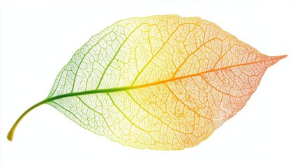 A colorful leaf showcasing intricate vein patterns and gradient hues.