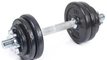 Naklejka premium Barbell Isolated on White Background, Standing Alone as a Symbol of Strength and Fitness, Ready for Use.