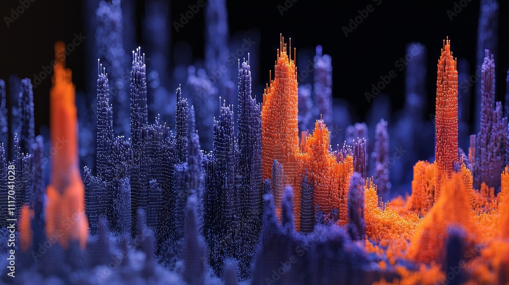 Poster dynamic colorful waveforms abstract digital art virtual environment vibrant spectacle futuristic per