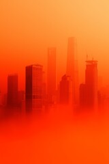 Fototapeta premium Dust storm engulfs urban skyline cityscape photography atmospheric conditions abstract viewpoint environmental impact