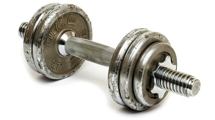 Fototapeta premium Barbell Isolated on White Background, Standing Alone as a Symbol of Strength and Fitness, Ready for Use.