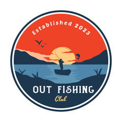vector of out fishing logo