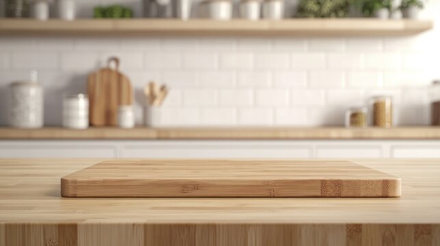 Wooden Cutting Board in Kitchen Setting