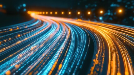 Fototapeta premium Abstract light trails in vibrant colors, representing movement and energy.