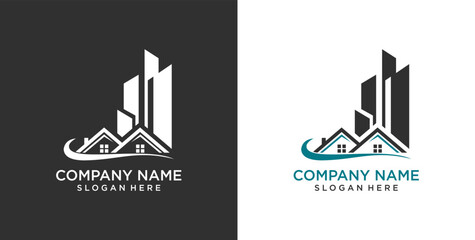 real estate home builder logo design vector
