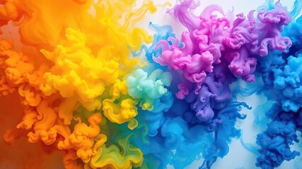 Colorful ink clouds in transparent water, shades, misty, fluid