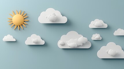 Whimsical 3D Animation of Stylized Sun and Clouds for Weather News Graphics and Visual Storytelling in Digital Media