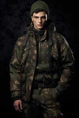 Obraz premium Army camouflage with heritage-inspired patterns, merging traditional designs with a refined, modern aesthetic