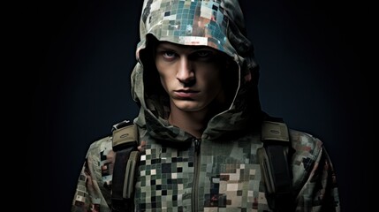 Naklejka premium Army design camouflage showcasing pixelated textures for a modern military-inspired look