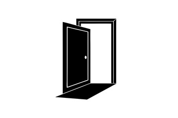 Open door | isolated vector silhouette illustration on white background