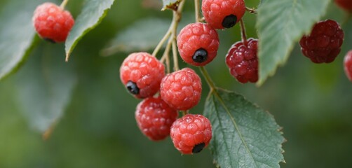 Macro shot of ripe berries with softly blurred foliage