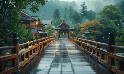 Fototapeta premium Natural views of Japanese cities with beautiful building structures and nature ai generated