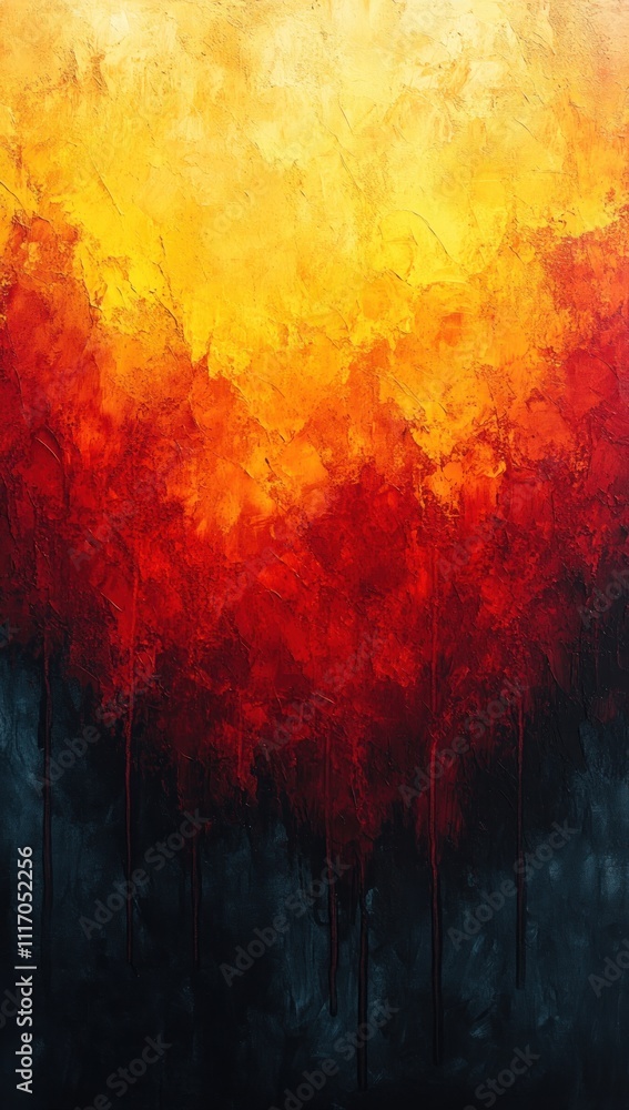 Poster warm gradient rectangle in orange and yellow with soft focus abstract impressionist style