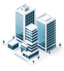 3D office building vector illustrations in a clean, simple, and professional design.